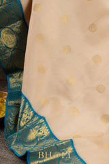 pure zari contrast border silk kai korvai kanjivaram