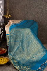 pure zari contrast border silk kai korvai kanjivaram