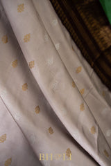 pure zari vintage design twill handwoven korvai kanjivaram silk