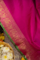 rani pink gold zari pure mulberry silk gadwal