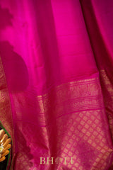 rani pink gold zari pure mulberry silk gadwal