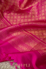 rani pink gold zari pure mulberry silk gadwal