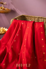 red and cerulean blue gadwal silk by silk saree