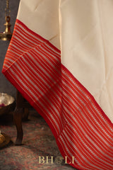 red and white classic pure silk mulberry korvai kanjivaram