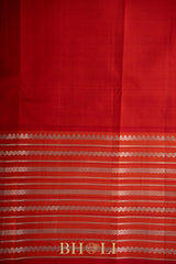 red and white classic pure silk mulberry korvai kanjivaram