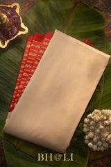 red and white classic pure silk mulberry korvai kanjivaram