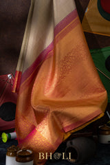 royal pure zari mulberry silk ornate border korvai kanjivaram