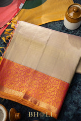 royal pure zari mulberry silk ornate border korvai kanjivaram