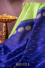silk by silk kuttu gadwal in violet and green