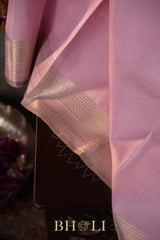 soft pink pure mulberry silk handwoven kanjivaram