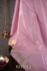 soft pink pure mulberry silk handwoven kanjivaram