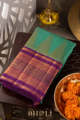 thazhampoo reku border pure zari kai korvai silk kanjivaram