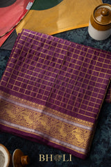 vintage design pure zari checkered mulberry silk kanjivaram