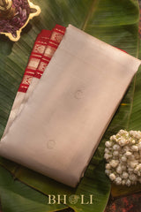 vintage pure zari mulberry silk red and white korvai kanjivaram