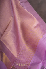 white and lavender pure zari mulberry silk kai korvai kanjivaram