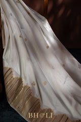 white banarasi with jute border kaduwa handwoven banarasi