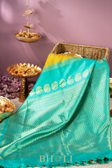 yellow and green handwoven silk by silk kuttu gadwal