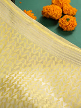 yellow mashru silk brocade banarasi