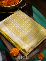 yellow mashru silk brocade banarasi