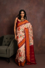 Handwoven Pure mulberry silk digital floral printed saree