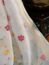 authentic real zari shwetambari pure mul cotton jamdani banarasi