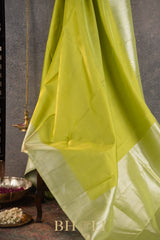 chartreuse pure mulberry silk 8 kol kanjivaram