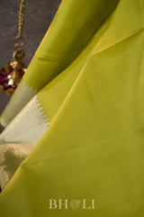 chartreuse pure mulberry silk 8 kol kanjivaram