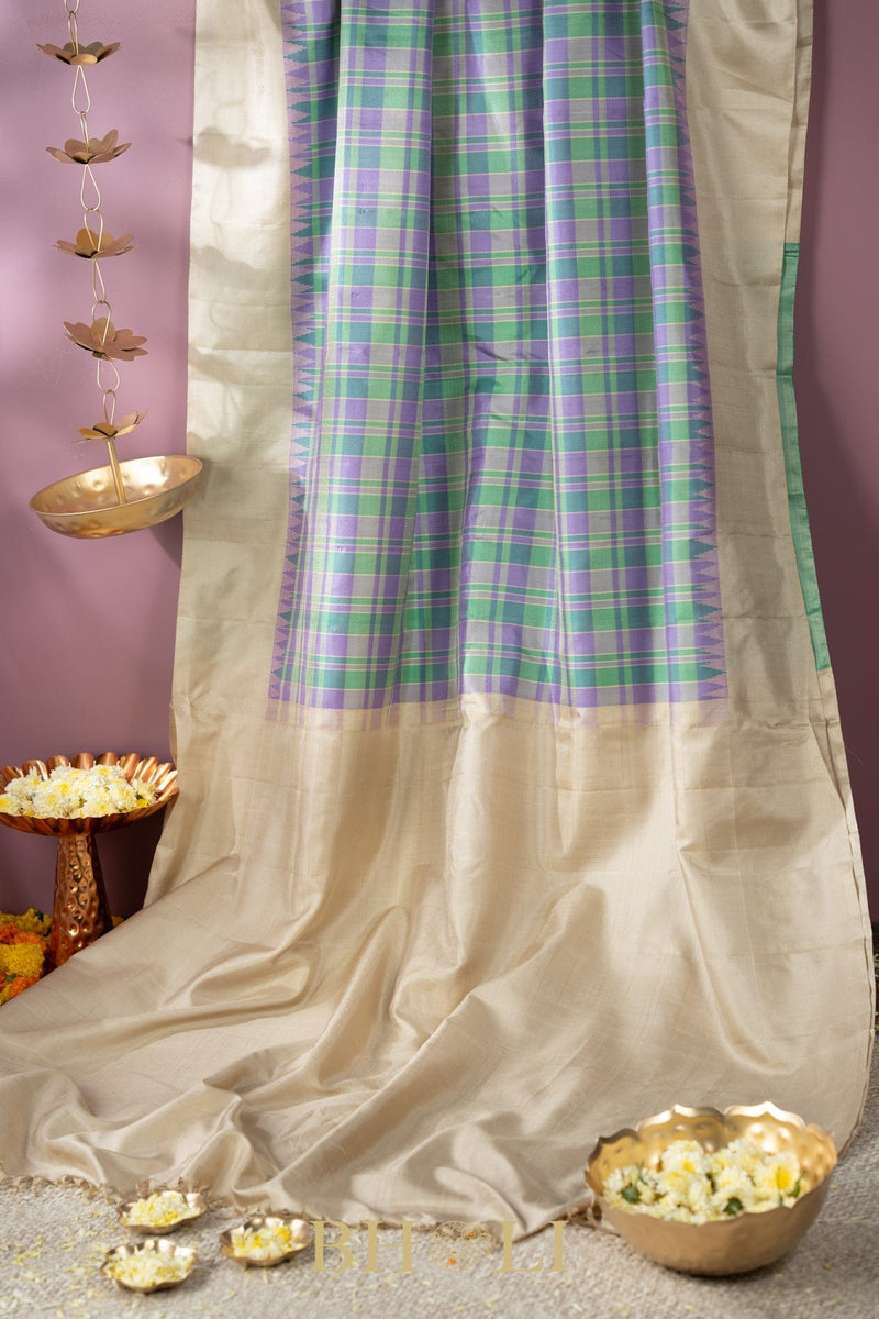 checkered blue no zari gadwal