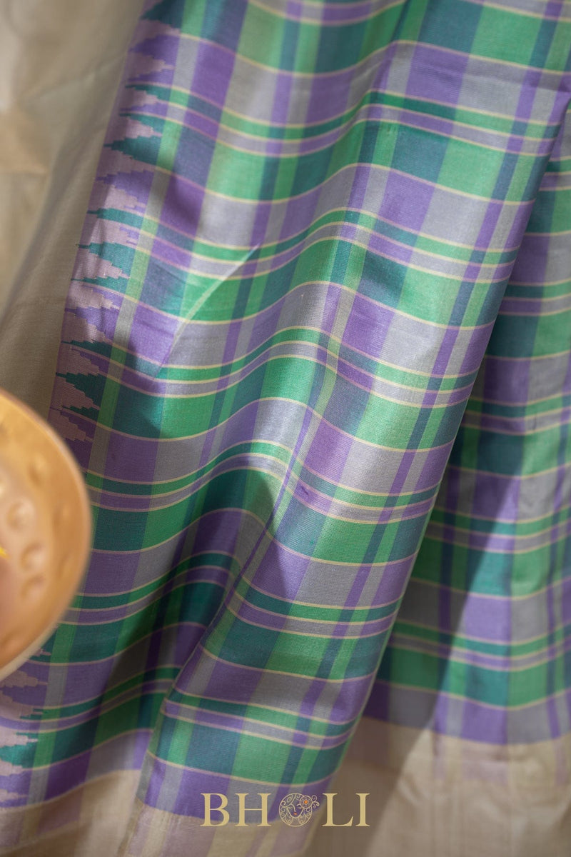 checkered blue no zari gadwal