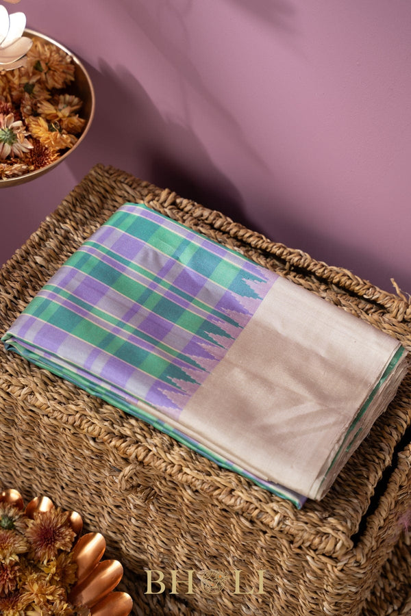 checkered blue no zari gadwal