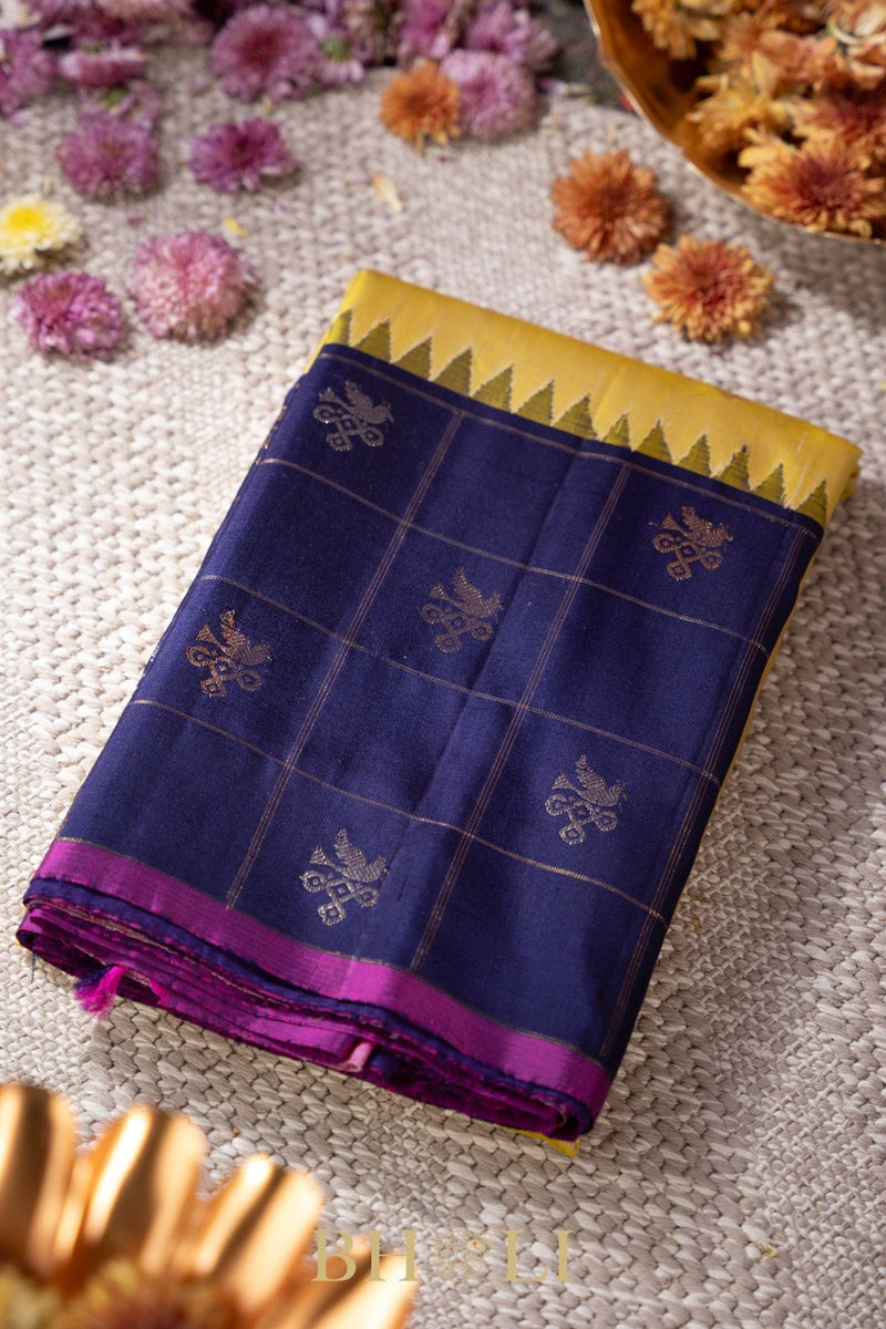 checkered border pure silk kuttu gadwal