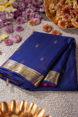 checkered pallu blue and raspberry pink kuttu gadwal