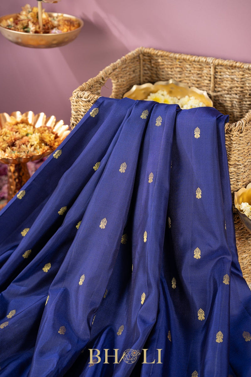 checkered pallu blue and raspberry pink kuttu gadwal