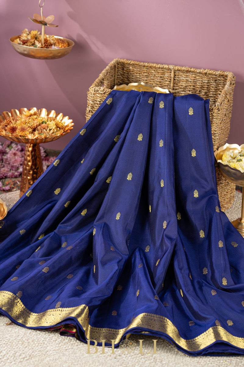 checkered pallu blue and raspberry pink kuttu gadwal