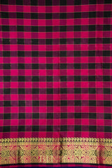 checkered pallu blue and raspberry pink kuttu gadwal