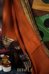 checkered pure zari mulberry silk korvai kanjivaram