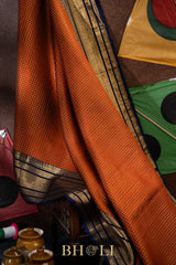 checkered pure zari mulberry silk korvai kanjivaram