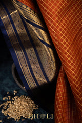 checkered pure zari mulberry silk korvai kanjivaram