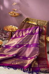 chocolate brown and purple kuttu silk by silk gadwal