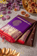 chocolate brown and purple kuttu silk by silk gadwal
