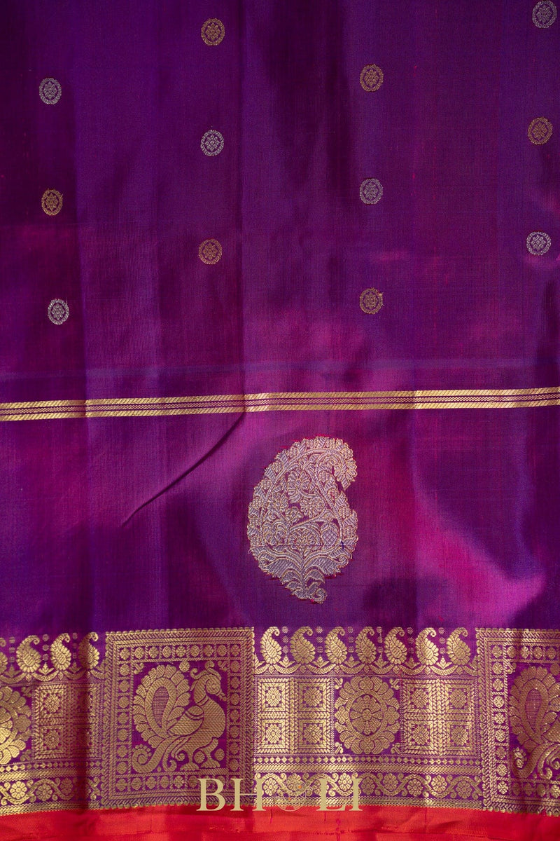 chocolate brown and purple kuttu silk by silk gadwal