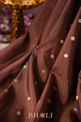 chocolate brown and purple kuttu silk by silk gadwal