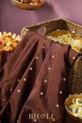 chocolate brown and purple kuttu silk by silk gadwal
