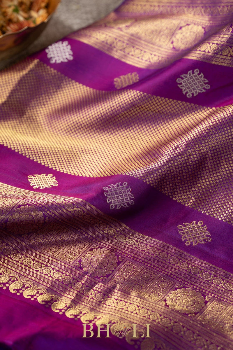 chocolate brown and purple kuttu silk by silk gadwal