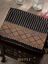 concetual pure katan silk black banarasi