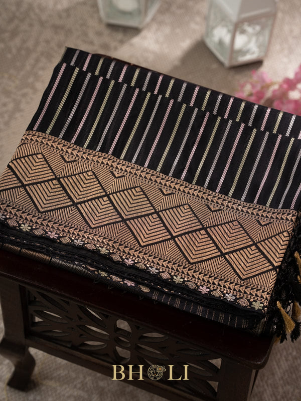 concetual pure katan silk black banarasi