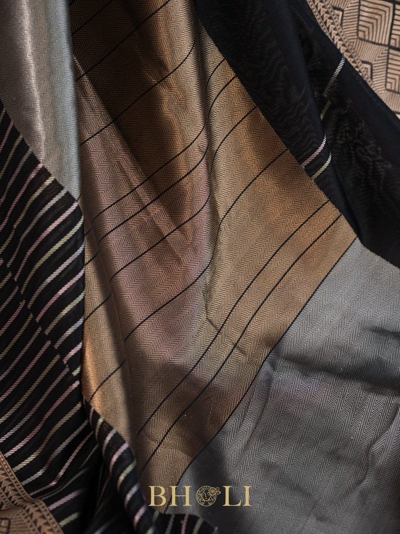 concetual pure katan silk black banarasi