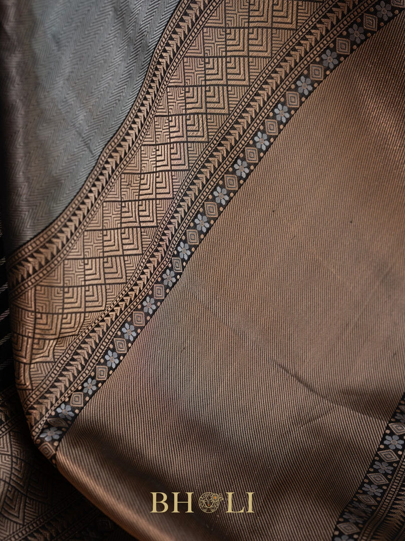 concetual pure katan silk black banarasi