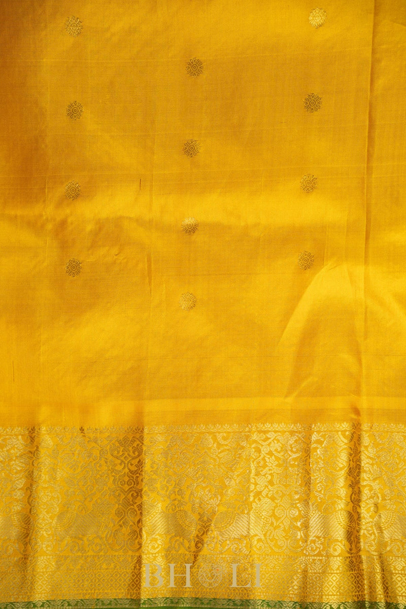 dark blue and yellow silk by silk handwoven gadwal