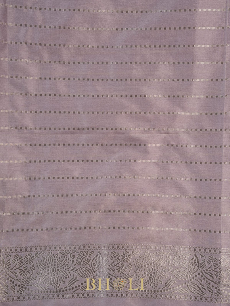 designer zig-zag handwoven pattern pure katan silk banarasi